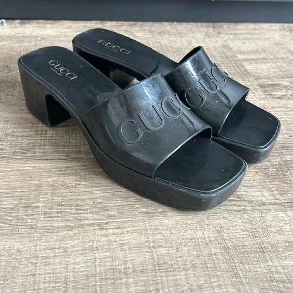 Gucci rubber mules slides with black heel size 39 - Picture 5 of 11